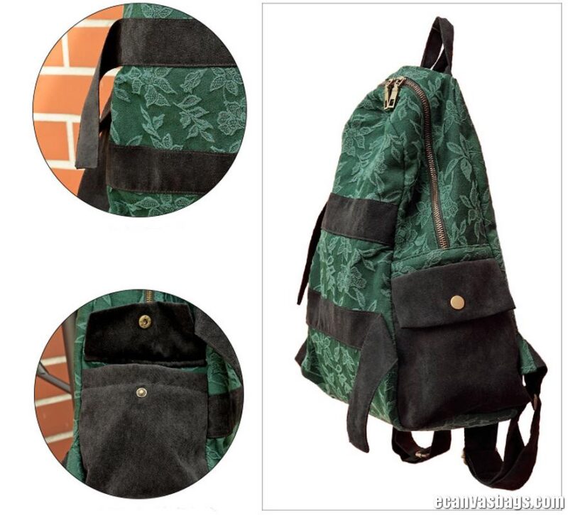 Canvas Backpack With Floral Patterns - Image 7